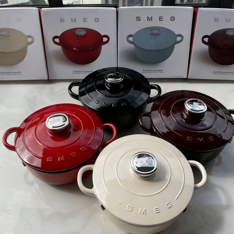 Ecocity Cast Iron Casserole Pot, 24cm Non-Stick Soup Pot