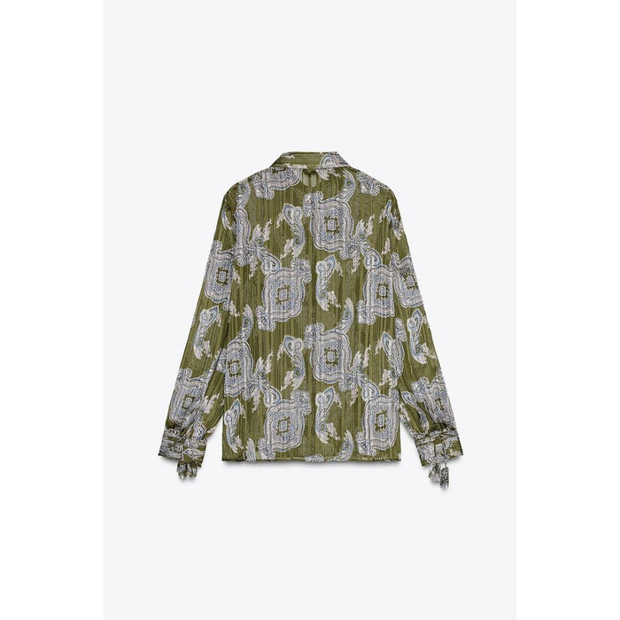 2025 Lapel Long Sleeve Metallic Thread Printed Shirt 2539149