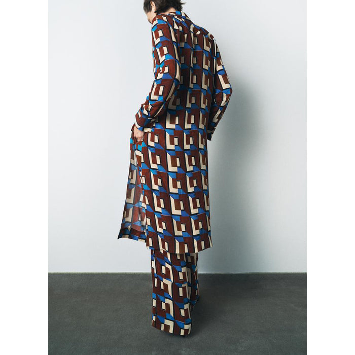 Printed Long Shirt Casual Flared Pants