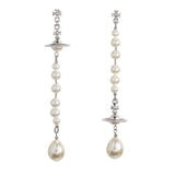Empress Dowager UFO Lettering Asymmetric Broken Pearl Three-Dimensional Saturn Long Earrings Internet Celebrity Tassel Earrings Women