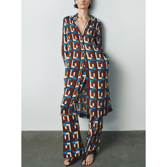 Printed Long Shirt Casual Flared Pants