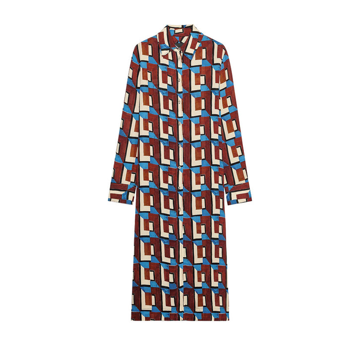 Printed Long Shirt Casual Flared Pants