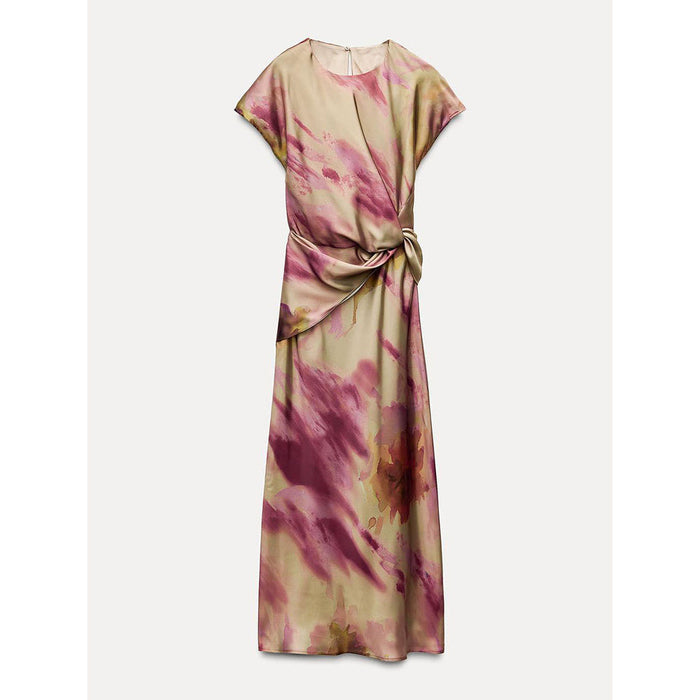 2025 Tie-Dye Printed Silk Satin Dress 9499257