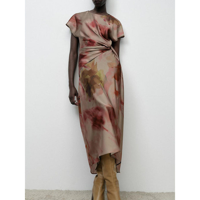 2025 Tie-Dye Printed Silk Satin Dress 9499257