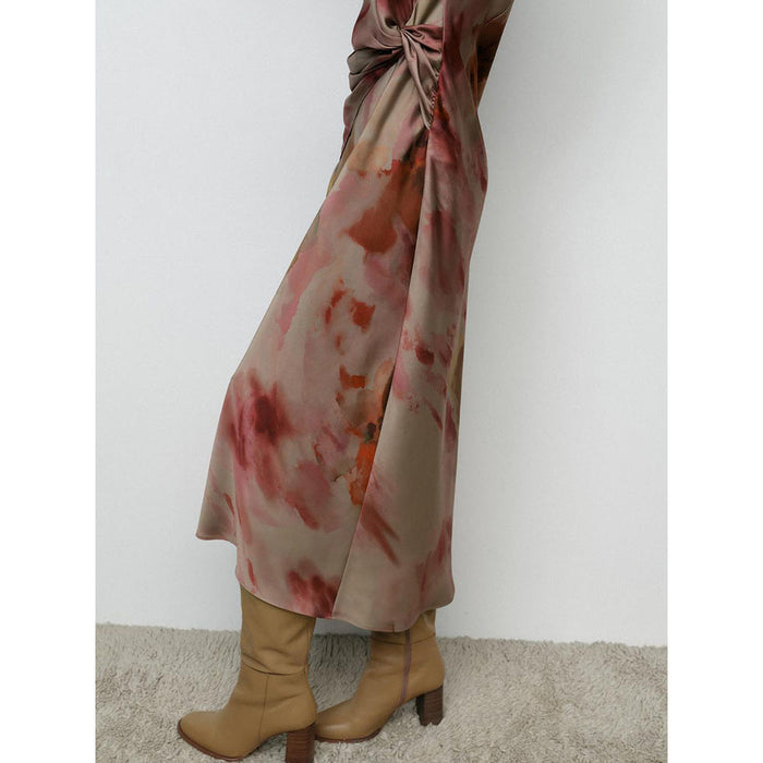 2025 Tie-Dye Printed Silk Satin Dress 9499257
