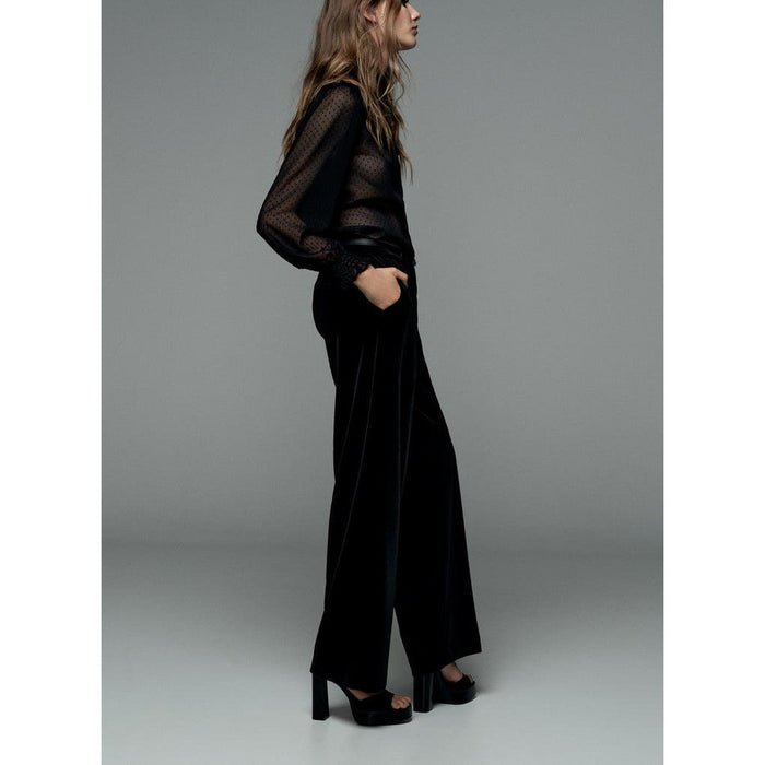 Loose Stand Collar Long Sleeve Tulle Shirt Top