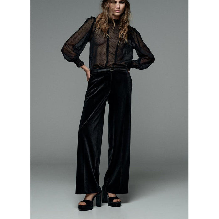 Loose Stand Collar Long Sleeve Tulle Shirt Top