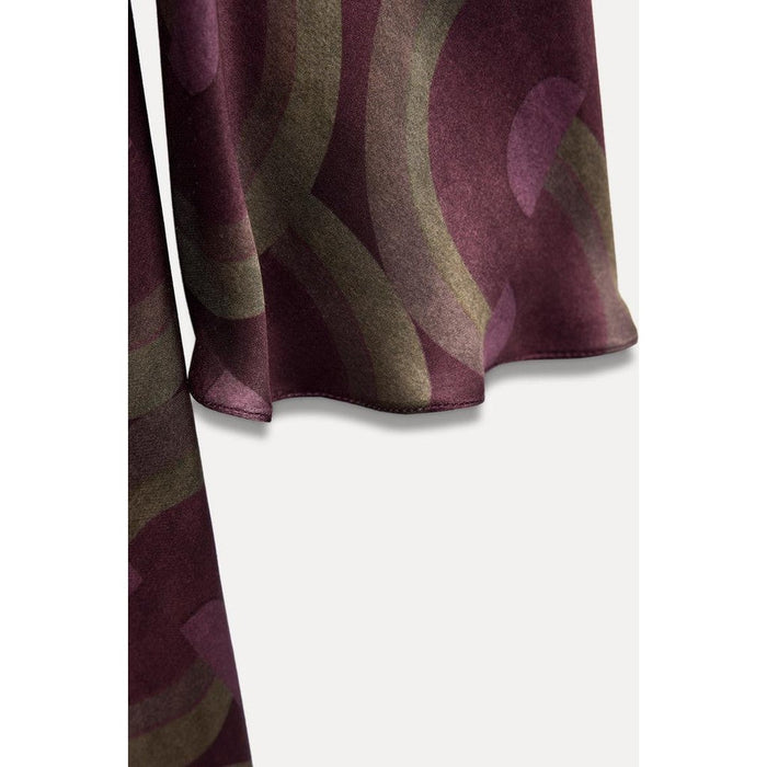 2025 Printed Round Neck Long Sleeve Silk Satin Dress 8706660